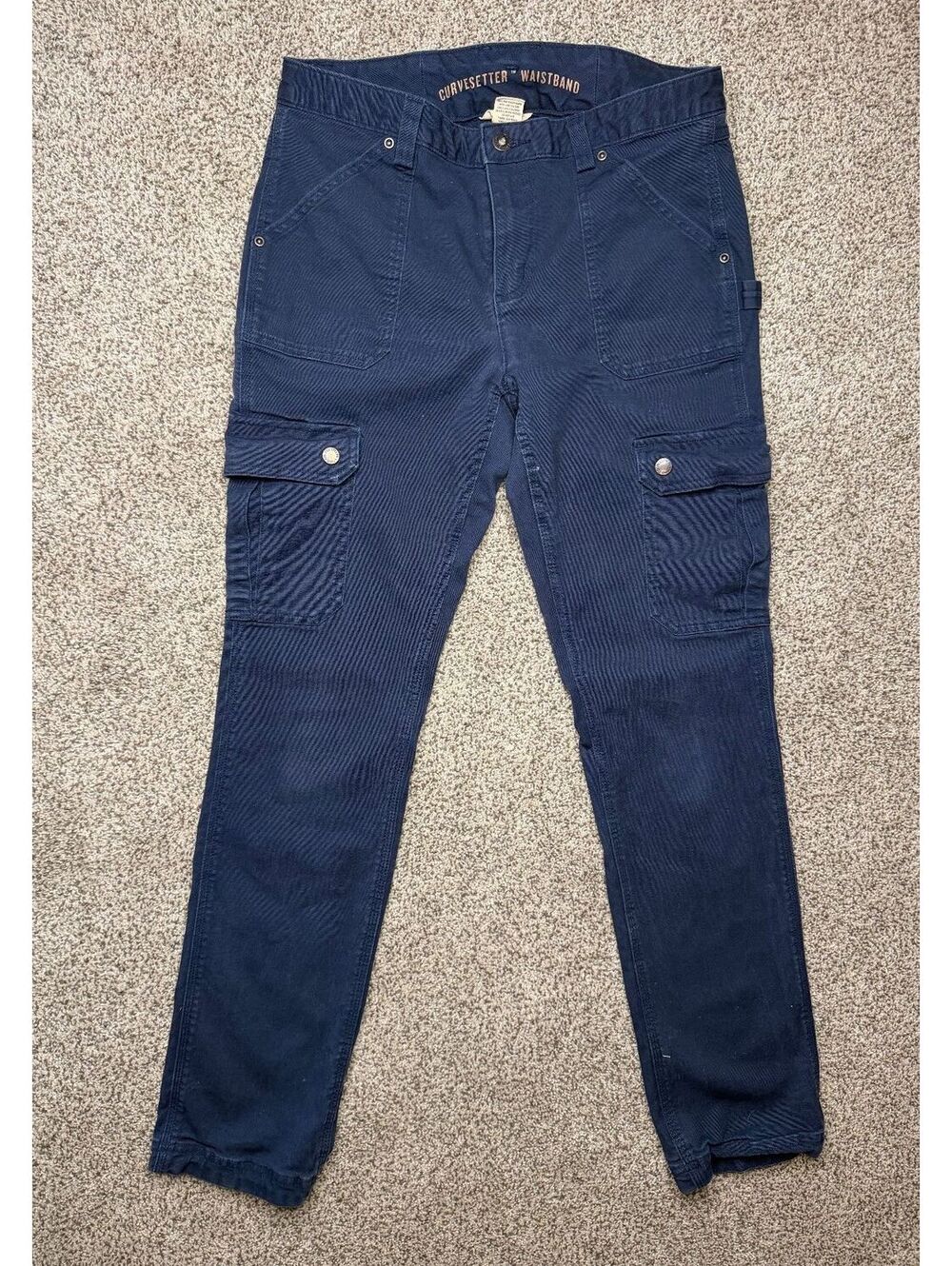 Duluth Trading Co. Curvesetter Waistband Navy Blue Cargo Pants Size 6x31